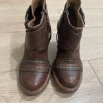 Anthropologie Schuler & Sons  Brown Leather Studded Heeled Ankle Boot Size 6 Photo 2