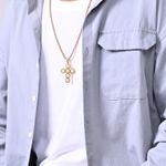 Christian Cross Pendant Chain Golden Necklace Gold Photo 6