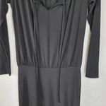 EXPRESS  Womens Dress Size 3/4 Black Stretch Long Sleeve Maxi Tie Front Hi-Low Photo 6