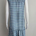 Sharagano Sharango Blue & White Striped Sleeveless Tencel® Peplum Dress Size Small Photo 4