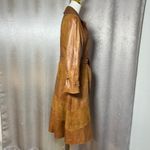 Vintage 70s Skin Gear Napa Ante Leather Trench Coat S Patchwork Tan Brown Photo 3
