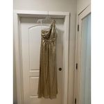 Revelry Dress Womens 8 Gold One Shoulder Sequin Formal Evening Gown Bridesmaid Photo 2