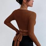 SheIn chocolate brown wrap/tie around top Photo 2
