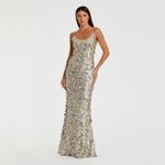 Mac Duggal  6153 Multicolor Sleeveless Floral Paillette Embellished Mesh Gown Photo 2