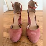 Banana Republic Sole Mate Platform Ankle Strap Heels in Pink Suede Leather Photo 3
