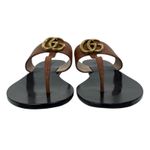 Gucci  Leather Thong Sandals Gold Double G Logo Orange Brown Size 37 Photo 2