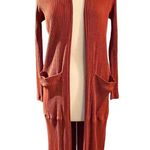 Maje  Milan Long Ribbed Cardigan Sweater Terracotta Cotton Knit Coat 1 Small EUC Photo 8