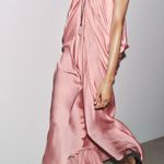 ZARA  gathered Elegant Pink Maxi Dress flowy evening party cocktail wedding dress Photo 14