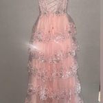 Cinderella Couture 8248J A Line Long Formal Ruffle Prom Dress Pink Size 0 Photo 2