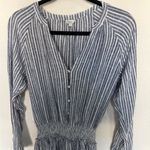 Rails  Jasmine Tibet Stripe Mini Dress Size Small Blue/White Boho Linen Photo 3