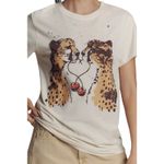 LETLUV for Anthropologie Cheetah Graphic Tee, Size XXS, New without Tag SOO White Photo 4