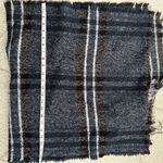 Banana Republic Large Check Plaid Navy Blue Eyelash Fringe Scarf Photo 3