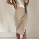 Theory Evian Stretch Twisted Rib Wool Knit Midi Skirt in Ecru Size P Retail $355 Photo 1