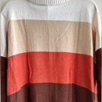 Loft Tri Colorblock Cowl Neck Sweater, Cream/Tan/Orange/Brown, Size Small Photo 15