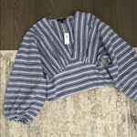 Banana Republic  blue and white cropped blouse Photo 0