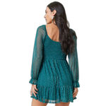 Francesca's Audrey parks Francesca’s Kelly Ruched Lurex Dot Dress in green size medium Photo 3