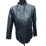 Chico's Jacket Kimberly Reversible Midnight Lava Leather Animal Snake Print L Photo 3