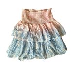 Surf Gypsy Ombre blue pink white snakeskin ruffle smocked pullon mini skirt M Photo 1