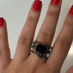 Set of 3 Rings Gunmetal Black Stone Photo 1
