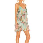 HEMANT AND NANDITA Sage Tiered Mini‎ Dress in Turquoise Size Large Photo 1