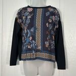 Hale Bob  Black and Blue Floral Long Sleeve Blouse Size XS EUC Photo 1