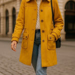 Anthropologie Tulle Women's Peacoat XS Mustard Yellow Retro Mod 70s Minimalist Photo 0