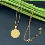 Zodiac 18K Gold plated Taurus  Sign Quarter Coin Pendant 20” Necklace 15.7g Photo 0