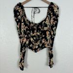 Free People Black Hilary Floral Printed Top NWT Size Medium Photo 2