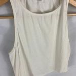 Naked Wardrobe  Ribbed Asymmetrical White Tie Side Tank Size Large Photo 0
