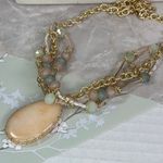 Multi layered faceted pastel stones with a teardrop peach decor boutique Gold Photo 3