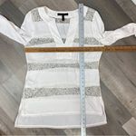 BCBGMAXAZRIA Erid Lace Illusion Stripe Tunic Blouse Gardenia White Small Photo 10