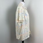 Vintage 70s Colorful Retro Button Down Top Shirt Large White Size XL Photo 2