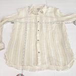 LL Bean Neutral Beige Cloud Gauze Casual Cotton Button Up Shirt Size MEDIUM Tan Photo 5