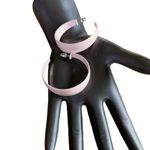 VINTAGE 1980'S LIGHT PEACH PEARLIZED HOOP EARRINGS Pink Photo 5