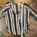 Lavender Field  Black White Strips Wrap Top with Fringe Size M Photo 4