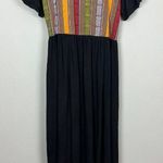 The Planet Maxi Dress Large Black Multicolor Nepal Gauze Peasant Hippie Boho New Photo 13