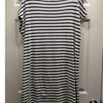 Anne Klein Size Large Blue White Striped Nautical Short Sleeve T-Shirt Dress Photo 1