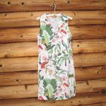 NWOT Vilagallo Cassie Cotton Tropical Print Dress White Size 8 Photo 2