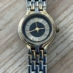 Bill Blass Vintage Ladies Watch Black Silver Dial Gold/Stainless Bracelet Photo 3
