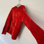 Molly green Plush Chenille Sweater Red Cozycore Velvetcore Luxe Buttery Winter Photo 2