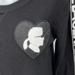 Karl Lagerfeld Women's Black Heart Portrait Patchwork Long Sleeve Sweater Top XS Photo 3