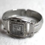 Geneva White Face Rhinestone Accent Silver Tone 6" Cuff New Battery Watch Photo 0