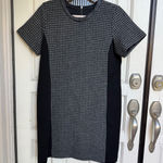 J.Crew  Houndstooth Sheath Dress Leather Trim Black Grey Size 12 Photo 0