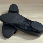 Talbots Black Loafers Flats Faux Crocodile Embossed Leather Gold Buckles 7.5 Photo 7