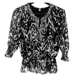 Dress Barn Dress Barn 1X Black & White Zebra-esque Sequin Accent Cinch Top Photo 1
