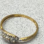 10K Yellow Gold Diamond Trilogy Twist Band Bridal Commitment Ring Size 7.25 Photo 3