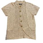 Chaus short sleeve cotton blend cardigan Size Large Tan Photo 0