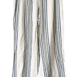 Indigo Rein  Blue Green and White Striped Linen Blend Pull On Wide Leg Pants Photo 0