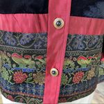 Coldwater Creek  Small Jacket Velvet Button Front Black Wine Tapestry Holiday Photo 10