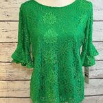 Nanette Lepore "Hidden Meadow" Lace Blouse in Green (Spring Fling)-Small Photo 0